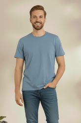 Men’s Light Blue Round Neck Cotton T-Shirt